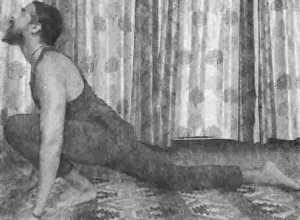 Dakishna Ashwa Sanchalana Asana (Equestrian pose left) Surya Namaskar pose